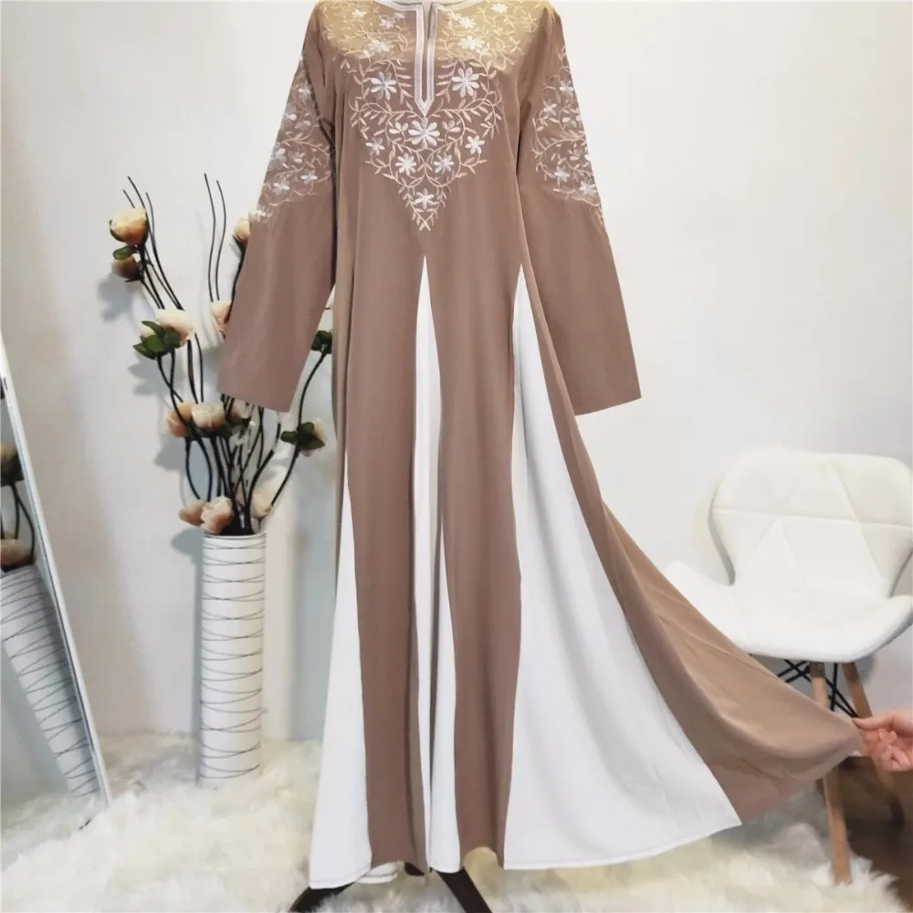 Элегантная мусульманская вышивка abaya Макси платье хиджаб длинные халаты кимоно Рамадан Eid Исламская, молитвенная Ближний Восток Tesettur Elbise