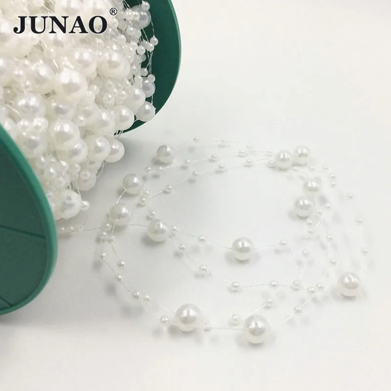 JUNAO-20Meter-White-Pearl-Beads-Chain-Rhinestones-Plastic-Strass-Chain-Bridal-Bead-Applique-for-Dress-Decor