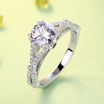 

1 Carat 18K White Gold Moissanite Diamond Ring Flower CROWN Cross Ruby Women Wedding Party Engagement Anniversary Ring VVS