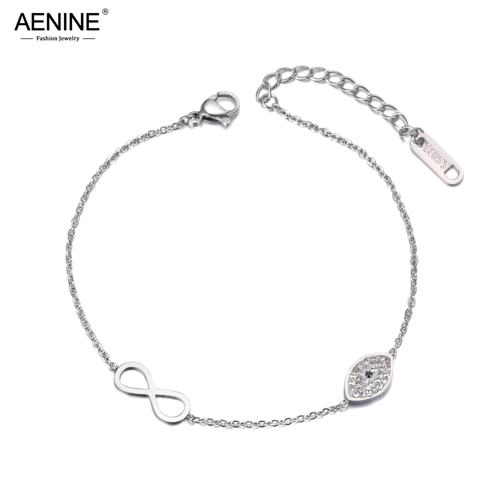Модный aenine Бесконечность и браслет ручной работы с разноцветным бисером очаровательные браслеты для девочек из нержавеющей стали цепь и звено Strand браслет, женская бижутерия AB19052