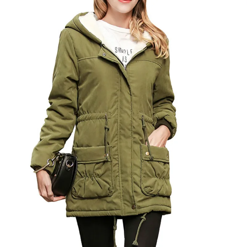 Slim Fit Khaki Hooded Parka with Borg 