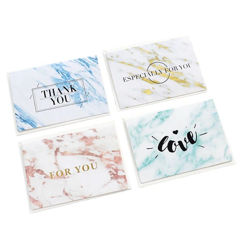 

2pcs/Set Marble Retro Valentine's Day Greeting Card New Year Card Business Folding Greeting Cards Hot Stamping Cards