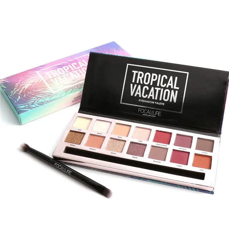 

FOCALLURE 14 Colors Eye Shadow Palette Matte Glitter High Pigment Hot in ins Palette Eyeshadow with Brush Eyes Makeup Eyeshadow