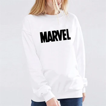 

LUSLOS Marvel Superhero Captain American The Avengers Sweatshirt Long Sleeve Causal White Hoodie Women Plus Size Pullovers Autum