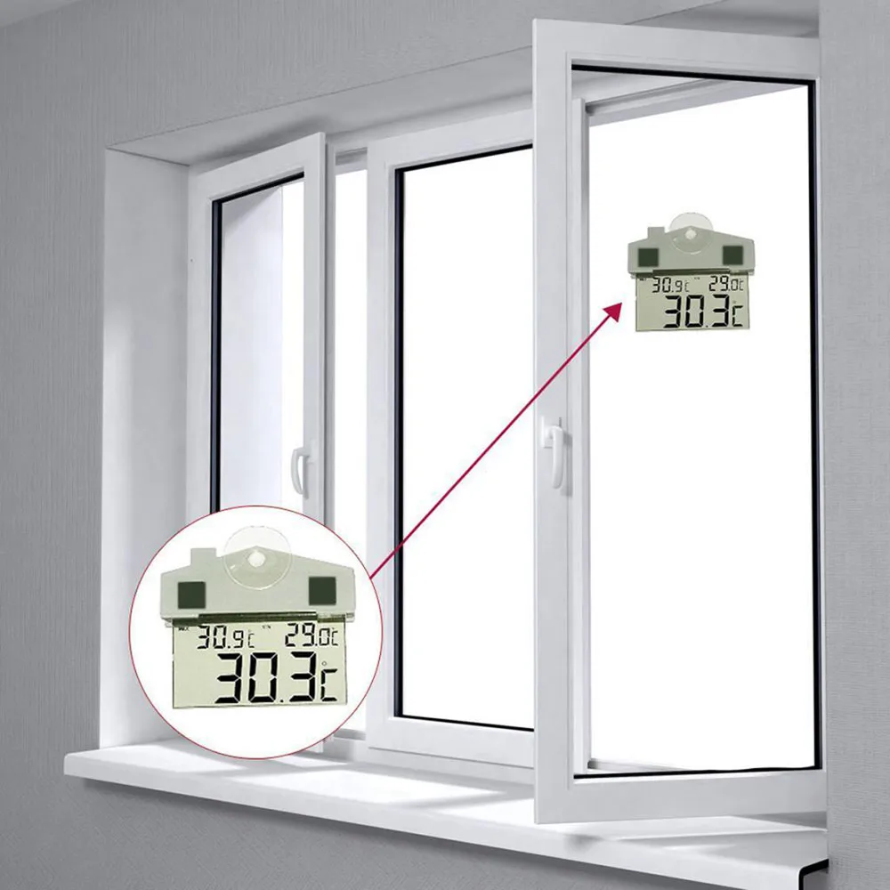 

1pc Car Digital Clock Transparent LCD Car Digital Window Thermometer On The Window Celsius Fahrenheit High Quality Clock