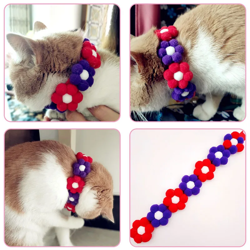 2020 New Cat Collars Flower Rainbow Adjustable Cute Kitty Collars Safety Buckle Kitten Collar for Cat Puppy
