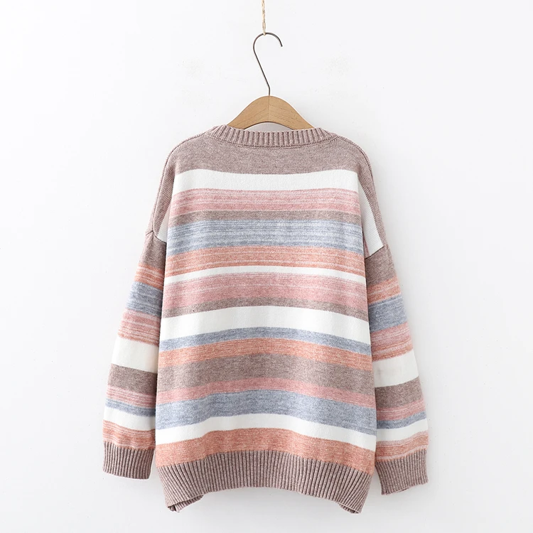 HSA, женский полосатый пуловер, свитера, Осень-зима, яркие цвета, радужные, вязаные Джемперы, Highstreet Chic, свитера для женщин