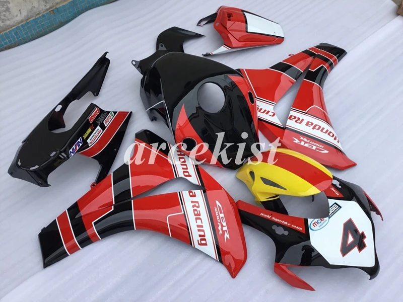 ABS литья под давлением мотоцикл Полный обтекатели комплект Подходит для HONDA CBR1000RR 2008 2009 2010 2011 на заказ красный желтый черный