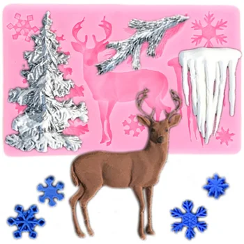 

Christmas Tree Deer Snowflake Silicone Mold Christmas Chocolate Cake Decorating Tools Cupcake Fondant Molds Candy Clay Mould
