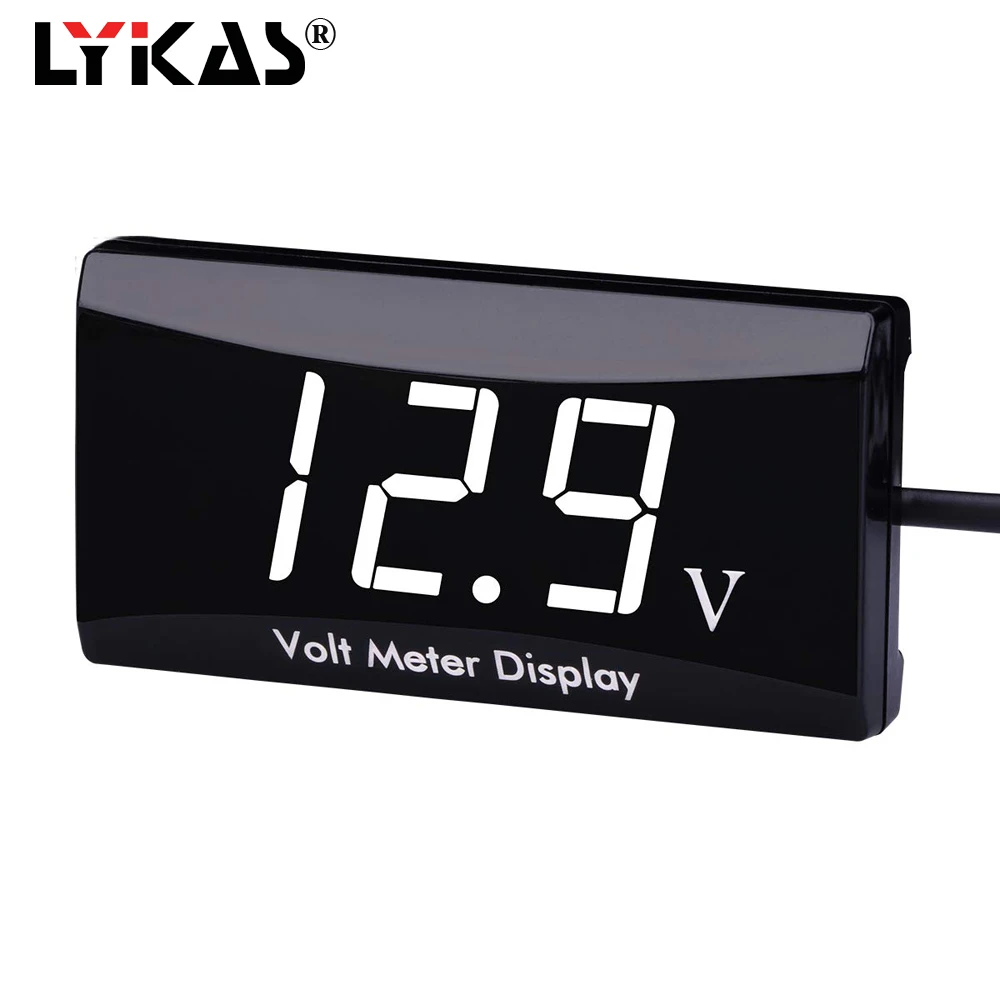

LYKAS Car Digital Voltmeter DC5V-16V Waterproof Mini LED Panel Voltage Gauge for Motorcycle Boat