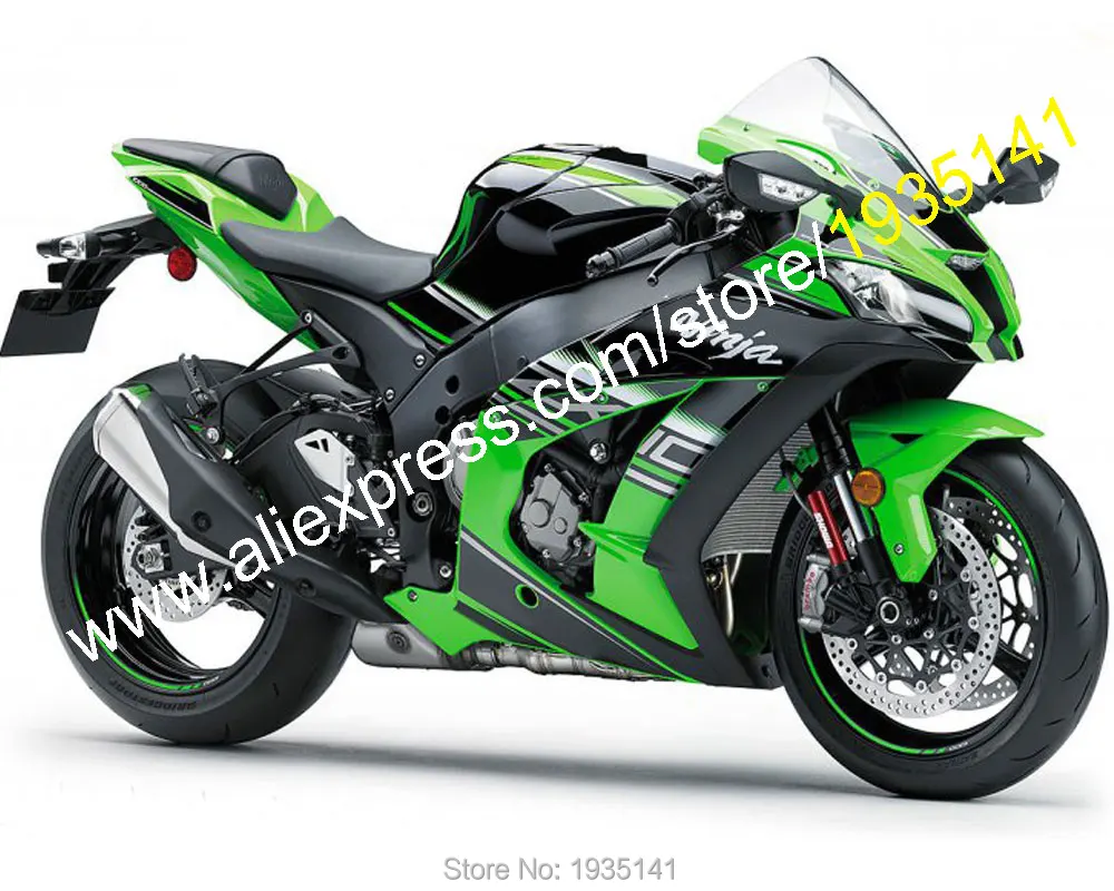 Для Kawasaki Ninja ZX-10R ZX10R 16 17 ZX 10R зеленый черный Спортбайк Мотоцикл обтекатель(литье под давлением