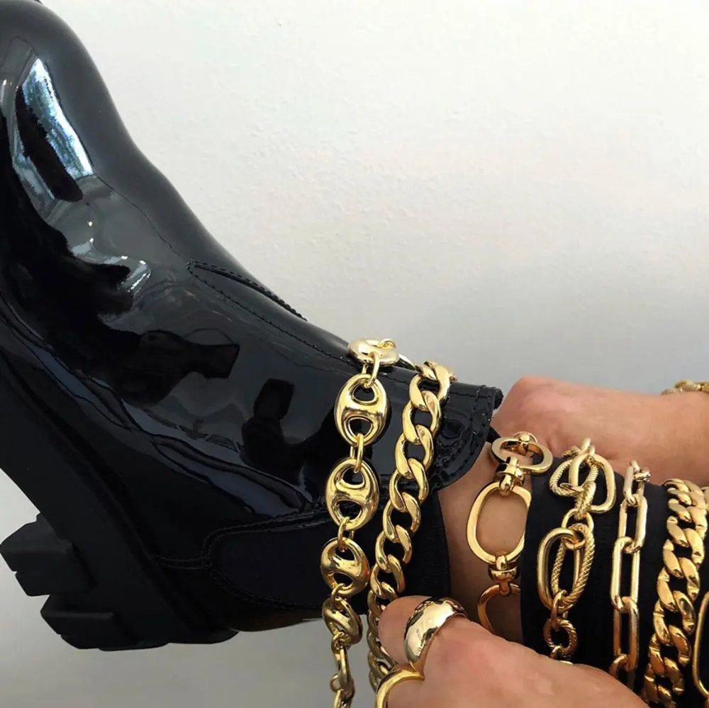 4pcs/lot Chunky Chain Shoes Accessories For High Heels Shoes Laces