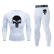skull Long Johns Winter Thermal Underwear Men Quick Dry Stretch Punisher for Men Warm Fitness Compression Underwear set