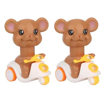 

2PCS Press Driven Toys Cartoon Rat Cars Inertia Toy Car Educational Supplies for Kids Babies