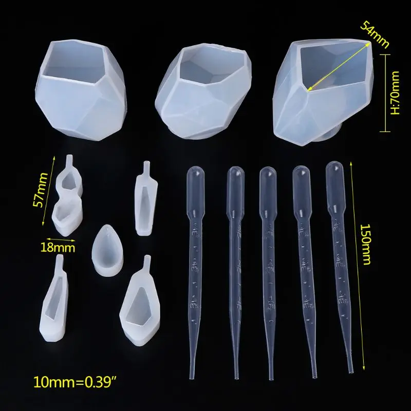 

1 Set Silicone Mold Geometric Shape DIY Jewelry Making Epoxy Resin With Dropper Handmade crafts Necklace Pendant Home Decoration