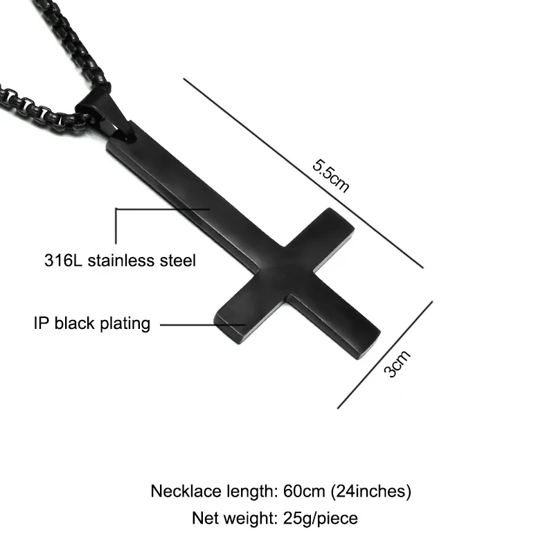 Модный перевёрнутый крест из нержавеющей стали кулон ожерелье сатана Панк ювелирные изделия цепи для мужчин женщин мальчиков анти-Христианский подарок