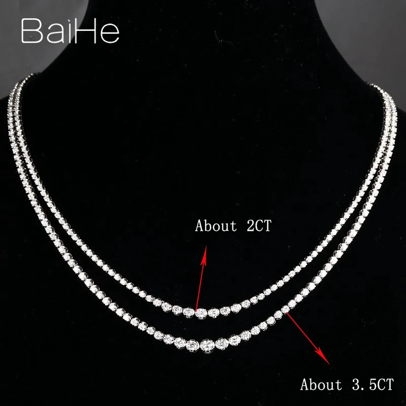 BAIHE Solid 18K Белое Золото сертифицировано 2CT/2.35CT/3.5CT натуральные бриллианты мужские и женские свадебные модное ожерелье