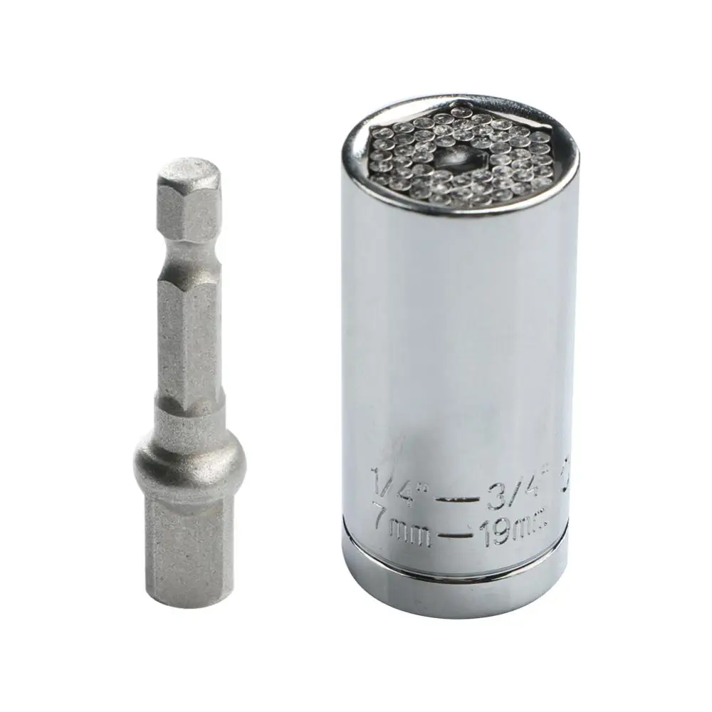 

1PC-3PC Universal Socket Set 7mm-19mm Socket Wrench With Power Drill Adapter Torque Wrench Multifunction Head Set Multi Hand Tools