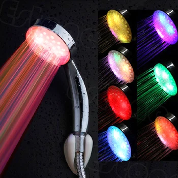 

Wonderful Colorful LED Light Stainless Steel Round Rain Bathroom Shower Head HOT Drop Ship Support