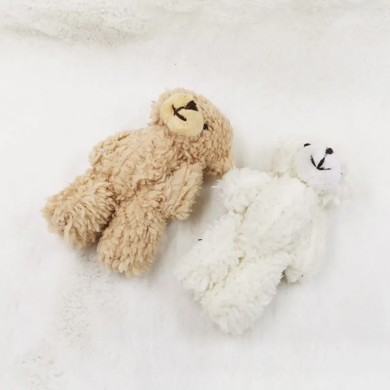 11CM 12pcs Curl Plush Teddy Bow With Bow Stuffed Animals For Bag Phone Keychain