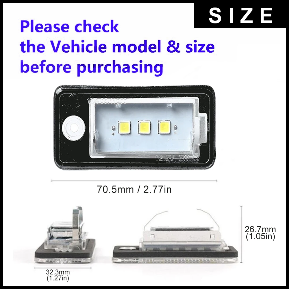 2 шт. для Audi номерного знака светильник 12V White3SMD 5050 Светодиодный фонарь освещения номерного знака для audi A3 S3 A4 S4 B6 B7 A6 C6 S6 A8 S8 RS4 RS6 Q7