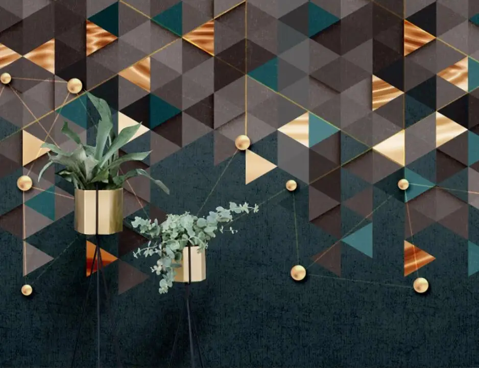 beibehang Custom 3d wallpaper mural modern minimalist abstract geometric golden lines retro light luxury background wall paper