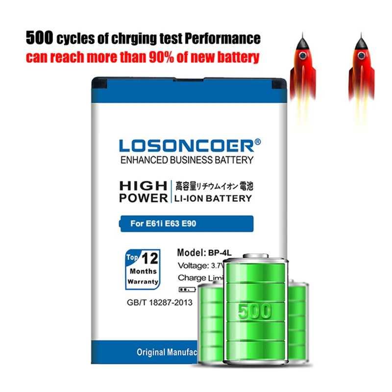 LOSONCOER 4200 мАч BP 4L BP4L Замена аккумулятора для Nokia E61i E63 E90 E95 E72 E52 E71 6650F N97 N810|battery for|battery