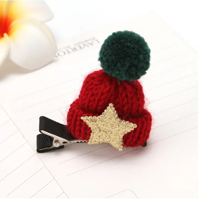 hat red 1/2/4 шт./компл. Рождественская заколка для волос, комплект яркого Санта Клаус заколка для волос, для детей, для девочек, повязка на голову с соской зажим Рождественская заколка для волос для детей - Цвет: hat red