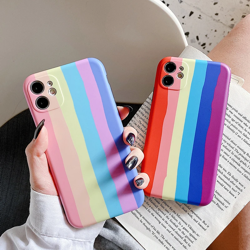 Rainbow Phone Case For iPhone 12 13 Pro 12 Mini 11 Pro Max XR XS Max 7 8 Plus X SE 2020 Gradient Color Soft Silicone Back Cover iphone 11 Pro Max wallet case