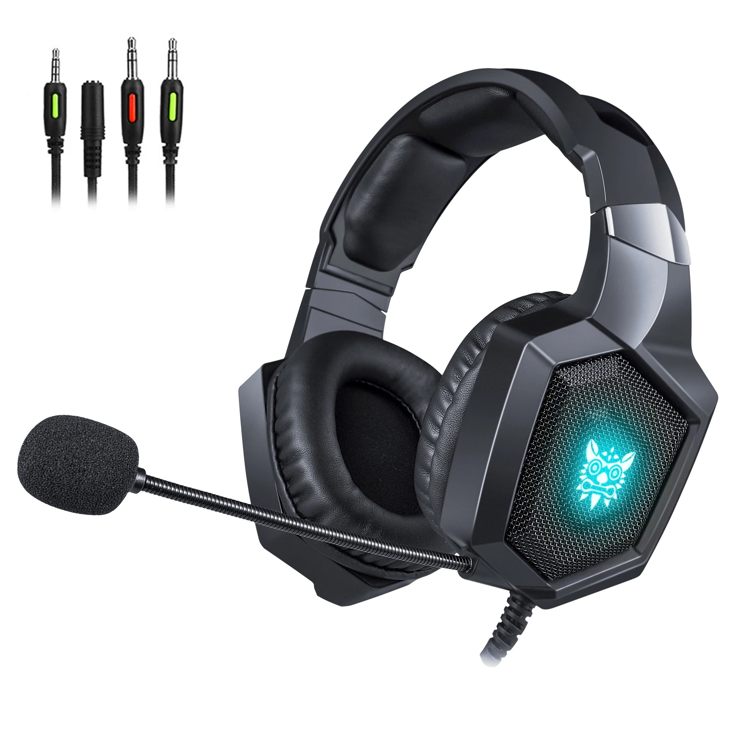 

3.5mm Stereo Gaming Headset With Noise Cancelling Microphone USB Wired RGB Glowing Game Headphones For PC PS4 Xbox One Earphones