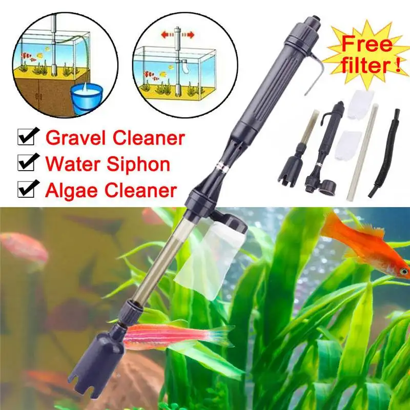 Nettoyeur de gravier électrique pour aquarium, aspirateur avec filtre à eau, siphon, pompe
