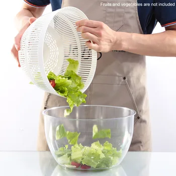 

Fruits Vegetables Filter Salad Spinner Washer Large Capacity Rotatable Easy Clean Basket Household Lettuce Manual Quick Dry