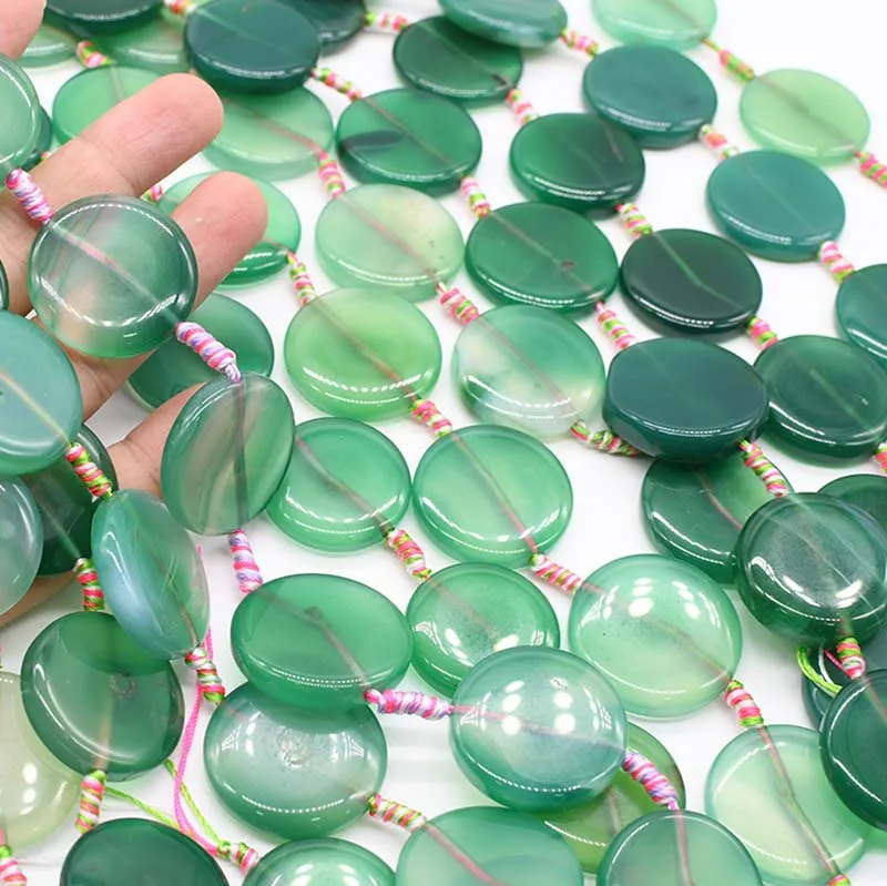 2 strands/lot 30 mm Natural  round agate Coin Stone Beads For DIY Necklace Jewelry Making Loose 15