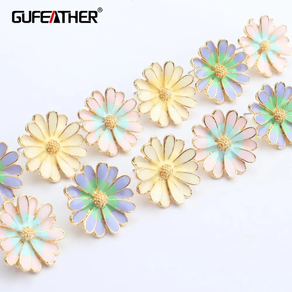 GUFEATHER M458, ювелирные аксессуары, ручная работа, форма цветка, цинковый сплав, серьги, изготовление ювелирных изделий, сережки diy, 10 шт./партия