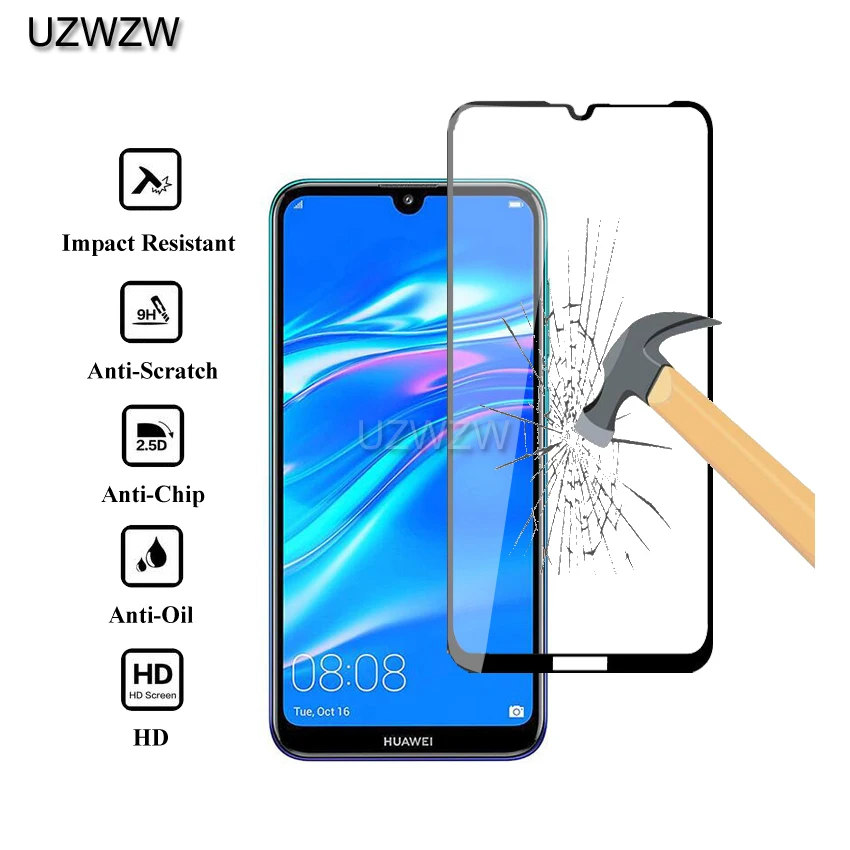 2 шт полное покрытие из закаленного стекла для huawei Y7 /Y7 Prime /Y7 Pro Защитная пленка для экрана