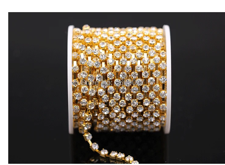 1Yard 10Yards/Roll SS6-SS18 Shiny Crystal Rhinestone Chain Sew-On Glue-On For Clothes Jewelry Apparel Accessories Trim Cup Chain