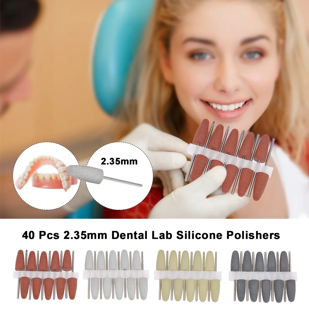 

40 Pcs 2.35mm Dental Lab Silicone Rubber Polishers Diamond Polishing Burs 4 Colors Dental Tool