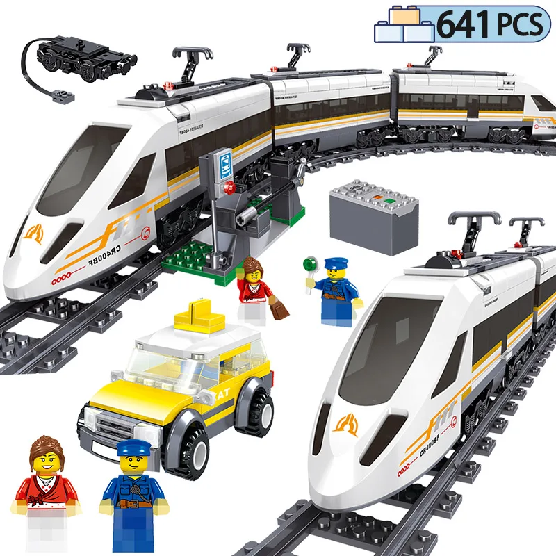 

641pcs City police Fuxing High Speed Railway Train Building Blocks Legoingly train Without electricity Toys For Children
