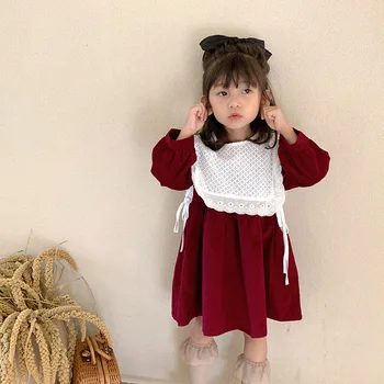 

Girls Dress Autumn Cotton 2020 New Style Korean Style Children's Solid Color Girl Princess dresses Two-Piece Set girl clothing