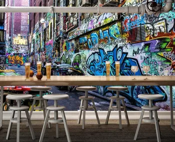 

CJSIR Custom Wallpaper European and American Style 3D Stereo Graffiti Alley TV Background Wall Mural Decoration 3d Wallpaper
