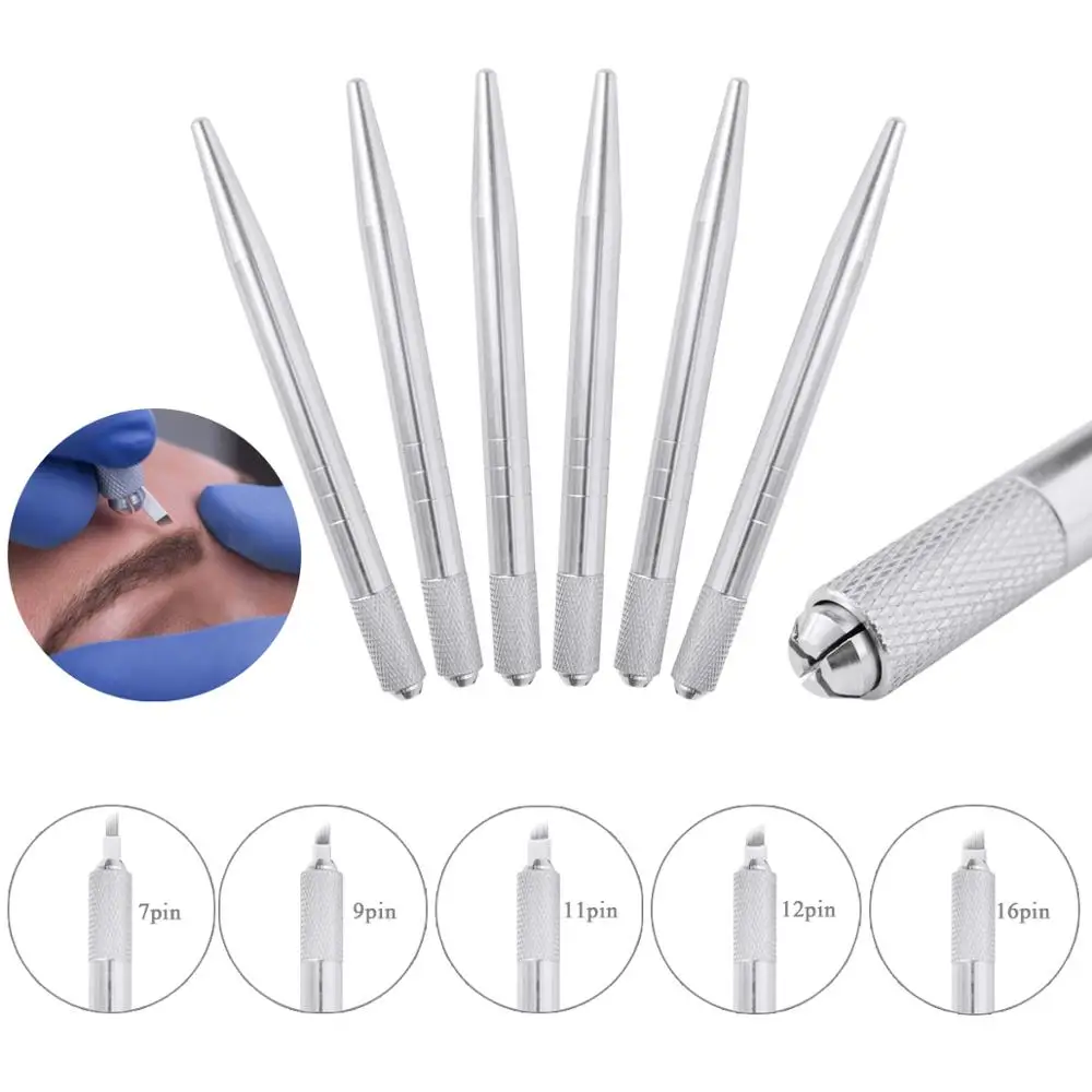 

Microblading Tattoo Machine Tools Tattoo Permanent Eyebrow Makeup Manual Pen Handle 6pcs Tattoo Pen with 10pcs Tattoo Blades