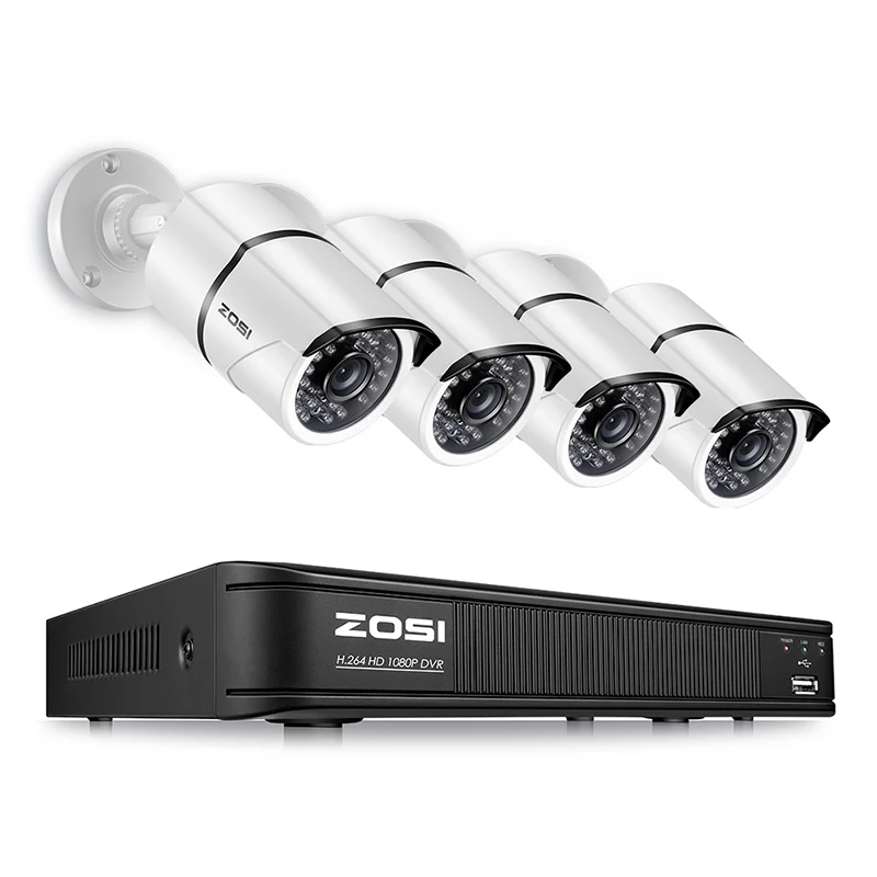 ZOSI 8CH CCTV AHD CVI TVI CVBS 1080P DVR водонепроницаемые ИК Наружные камеры безопасности 2 МП