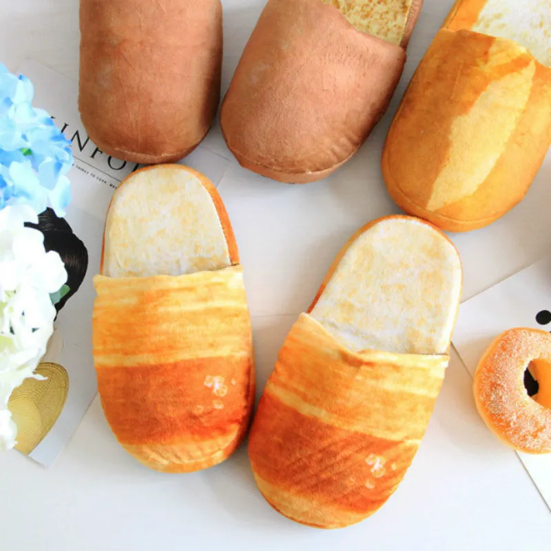 

Dropshipping 2019 New Style Individuality Simulation Bread Lovers Adult Slippers At Home Indoor Floor Bedroom Women Shoes