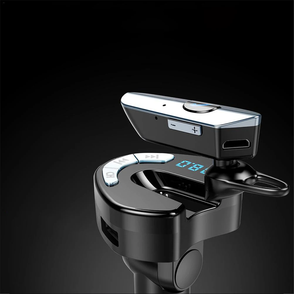 1 Набор из 5,0 беспроводной гарнитуры для автомобиля, гарнитура с USB, MP3 плейер, автомобильный комплект с зарядной док-станцией, Автомобильный MP3-плеер(черный