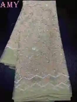 

AfricanTulle lace With Sequins Latest Nigerian Lace Styles French Party Lace Fabrics 5 yards 2020 Mesh Fabric AMYNI3226
