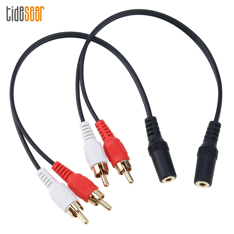 28cm 3 5mm Stereo Female Jack to 2 Male RCA Plug Audio Y Splitter Conversion Cable Adapter for DVD TV VCR to Headphone 100pcs