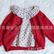 Осенний Стильный трикотажный свитер-кардиган для девочек, воздушная рубашка для малышей, хлопковый свитер для малышей