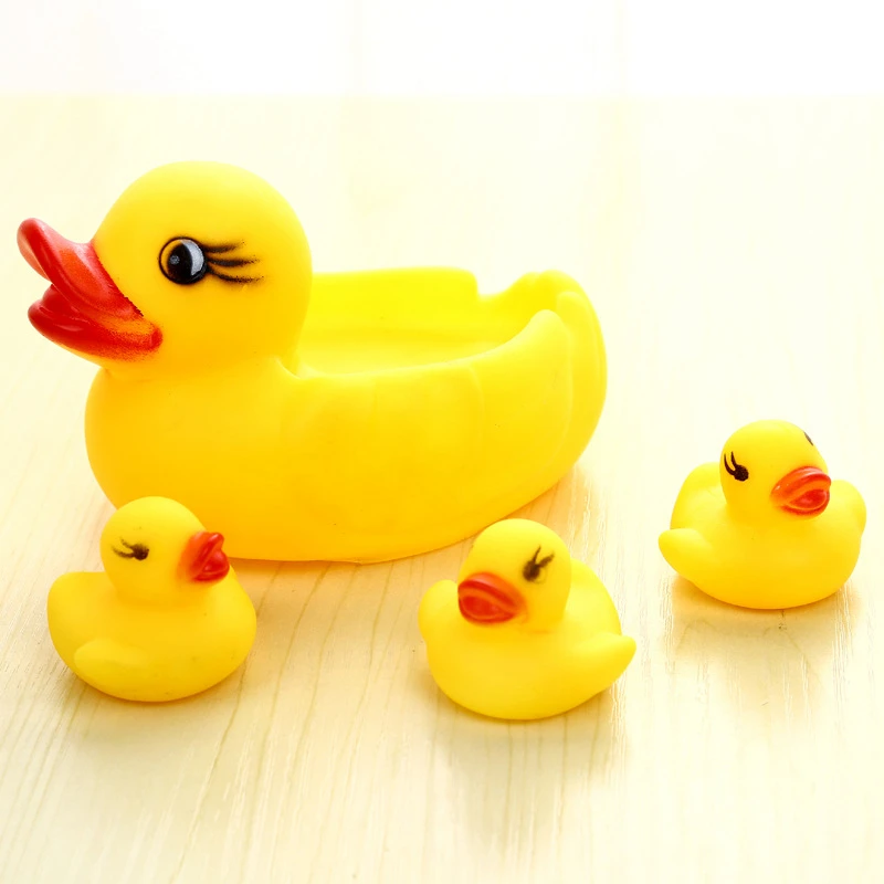 4pc/lot Rubber Yellow Ducks Bathing Musical Toys for Children Baby Water Games Kids Summer Swimming Pools Boys Girls Fun Gifts