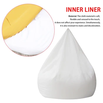 

Home Lazy Sofa Inner Liner Zipper Closure Solid For Bean Bag Elastic White Living Room Hotel Lounger Easy Clean Chair Cover