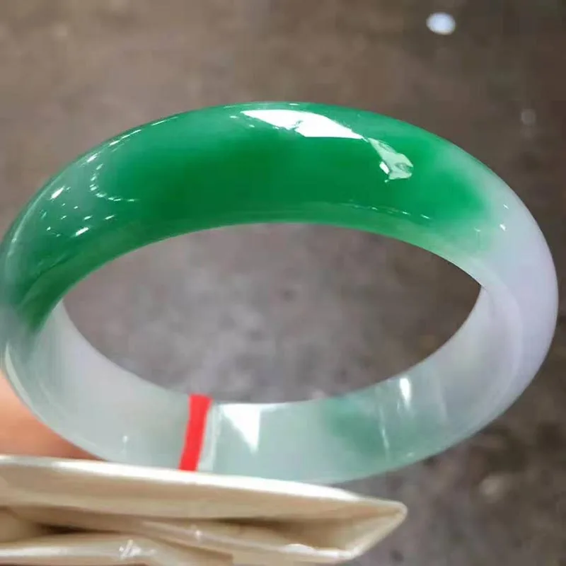 natural Jadeite bracelets carved light green two-color female jade bracelet jewelry gifts(including certificate